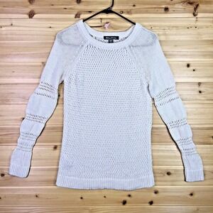 Tommy Bahama Sweater Womens Small Cream Open Knit Long Sleeve Shirt